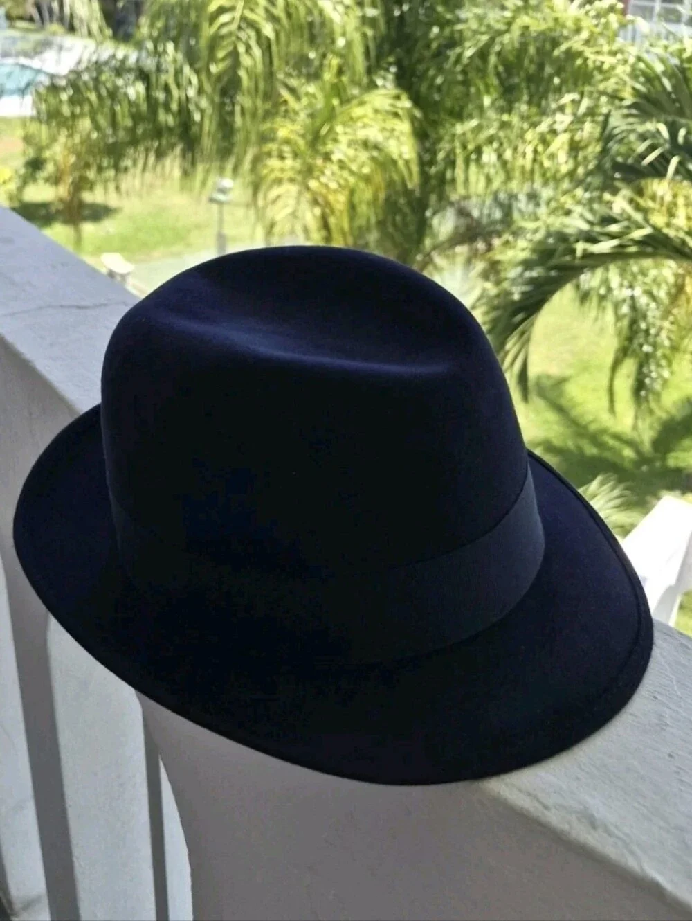 Vtg Unisex Borsalino Alessandria Fur Felt Fedora Hat in Navy Size 58(7-1/4) 🇮🇹
